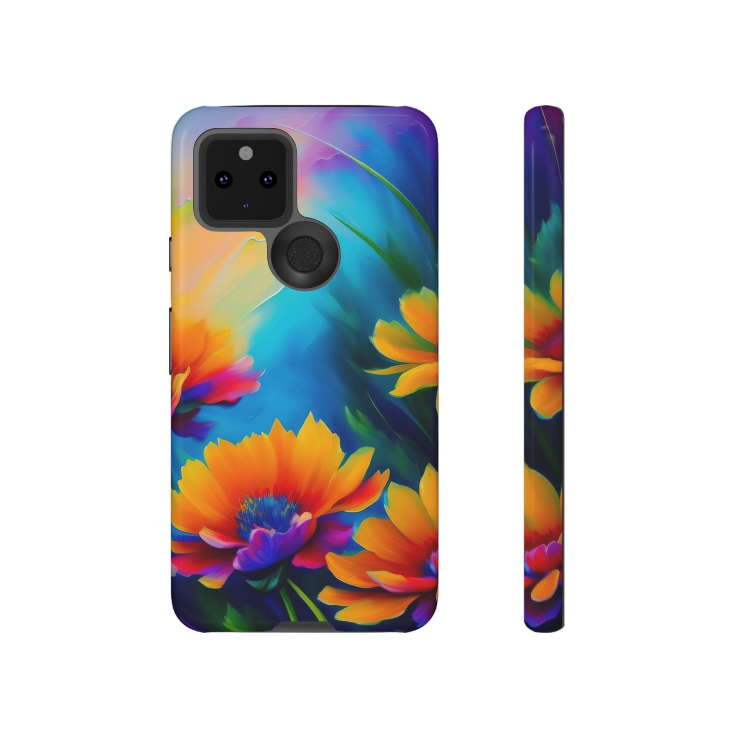Floral Sunset Tough Phone Case — Vibrant Watercolor Flowers Protective Cover