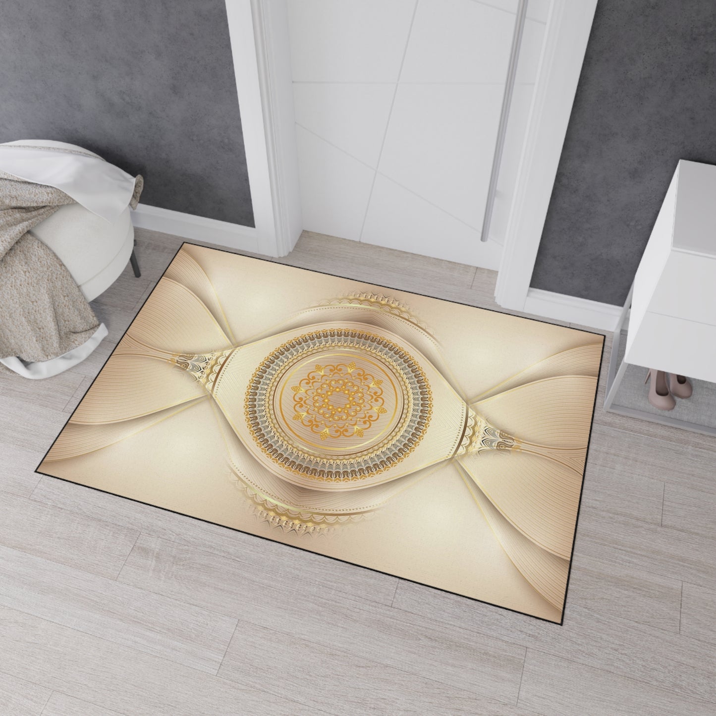 Ornate Mandala Floor Mat — Heavy-Duty Decorative Entrance Rug