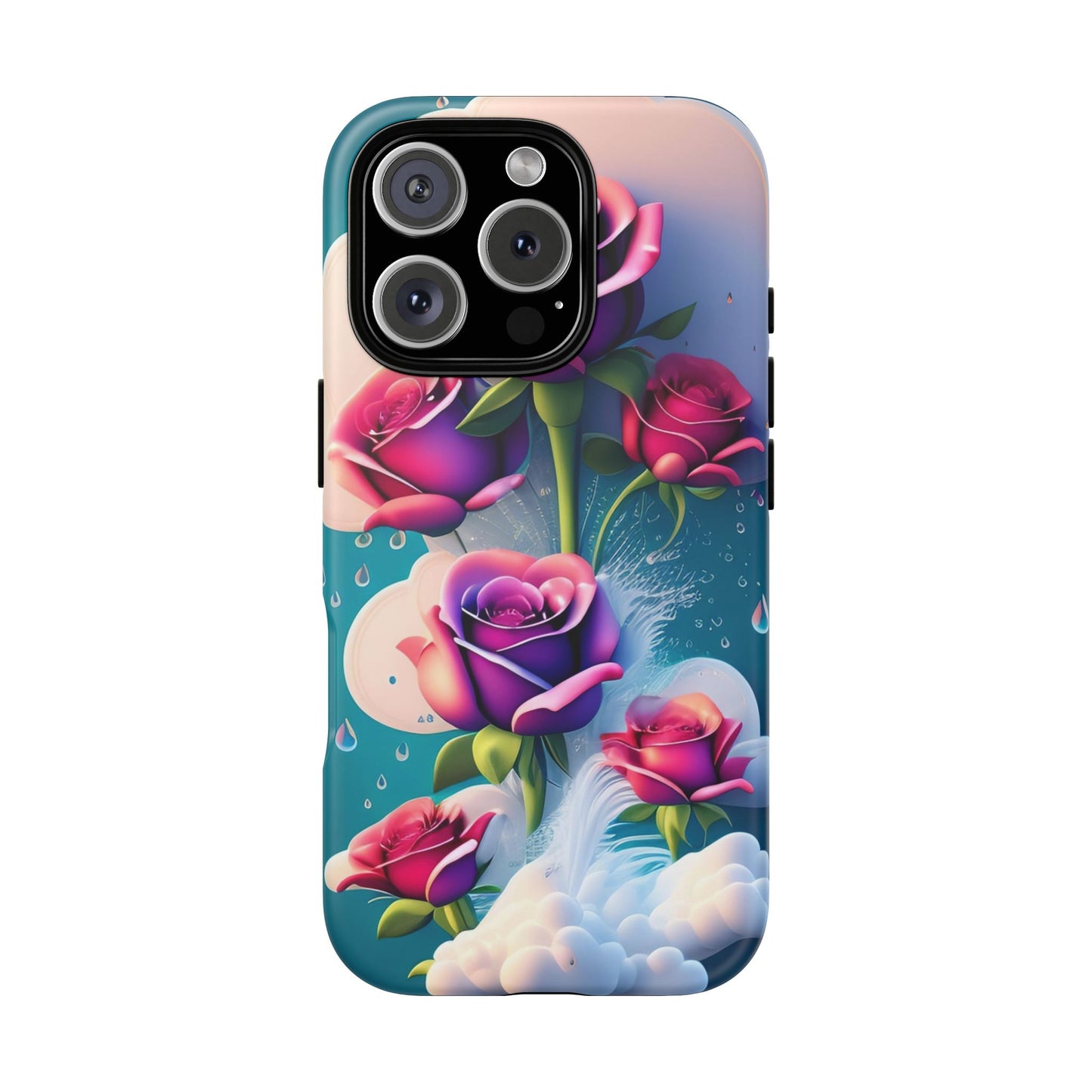 Floral Dream Tough Phone Case — Rose Bouquet Clouds Design