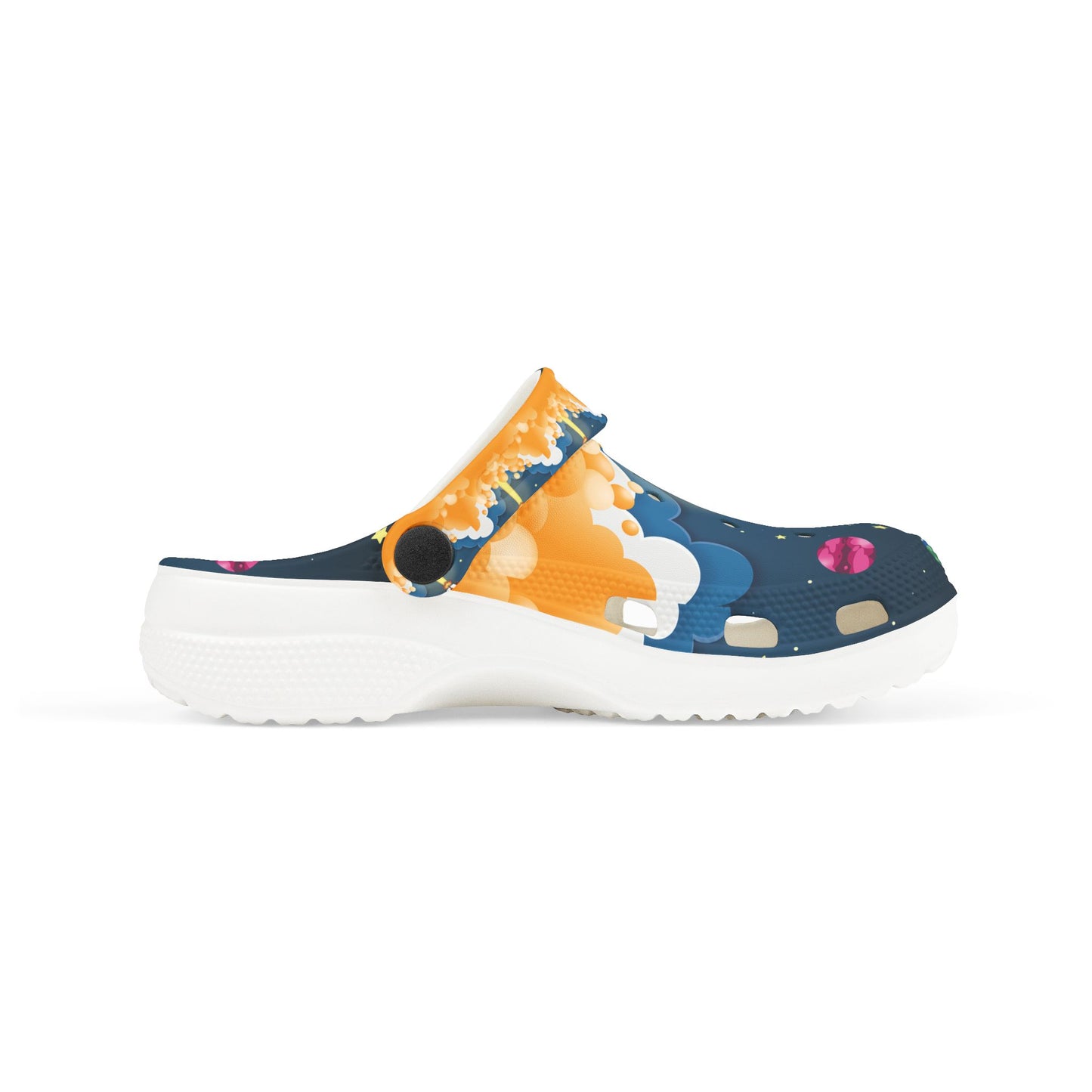 Rocket Adventure Kid's EVA Foam Clogs, Fun Kids Slip-On Shoes, Colorful Summer Footwear, Space-Themed Clogs for Playtime