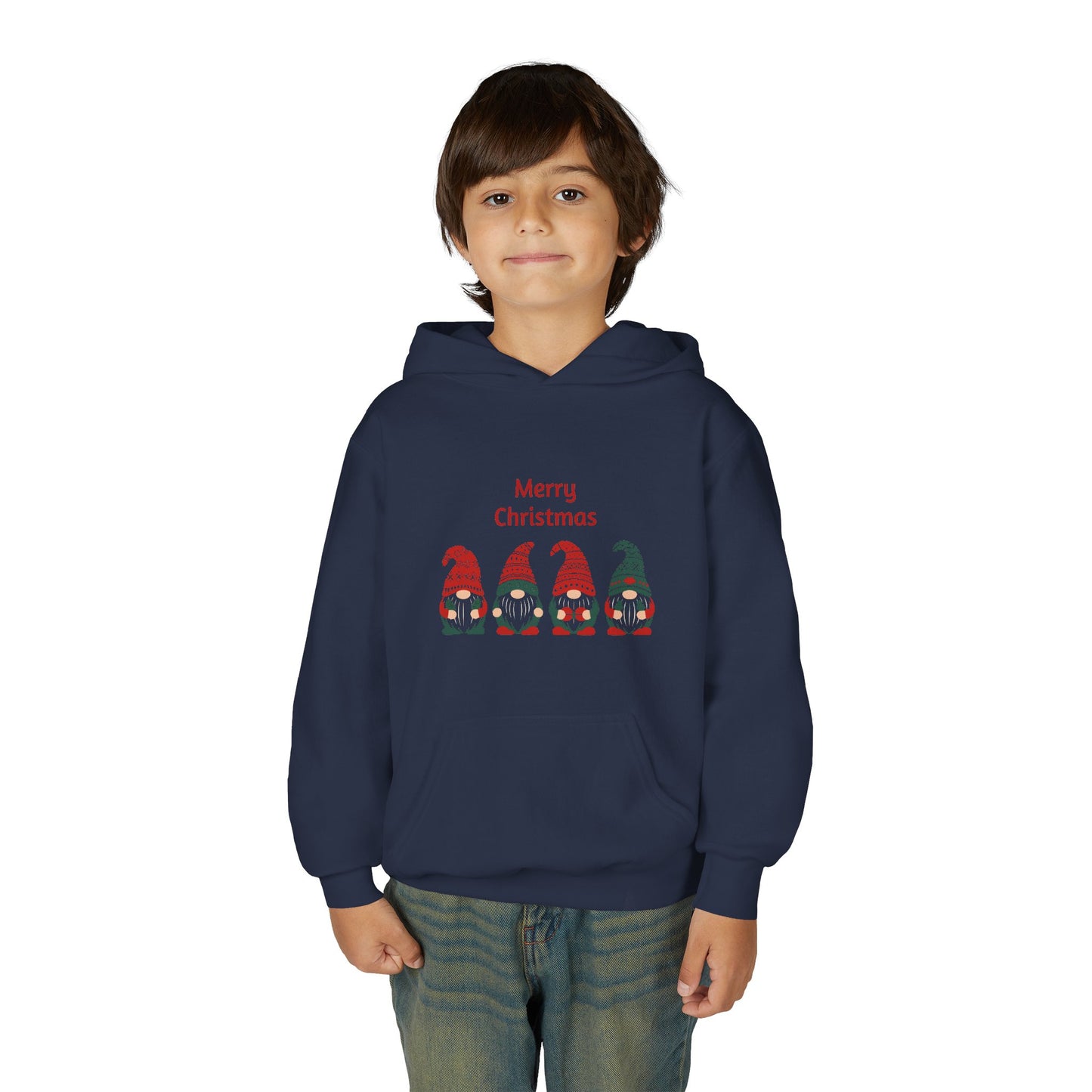 Youth Christmas Gnome Hoodie - "Merry Christmas" Holiday Kids Sweatshirt