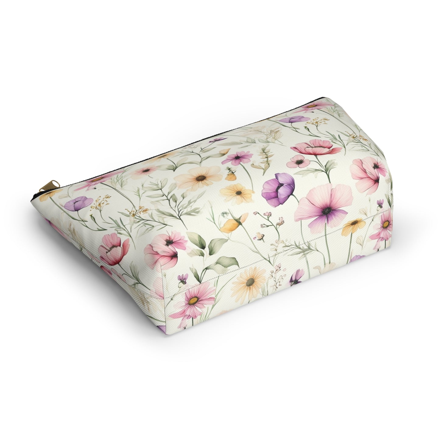 Floral Spring Makeup Pouch — Watercolor Wildflower Accessory Bag