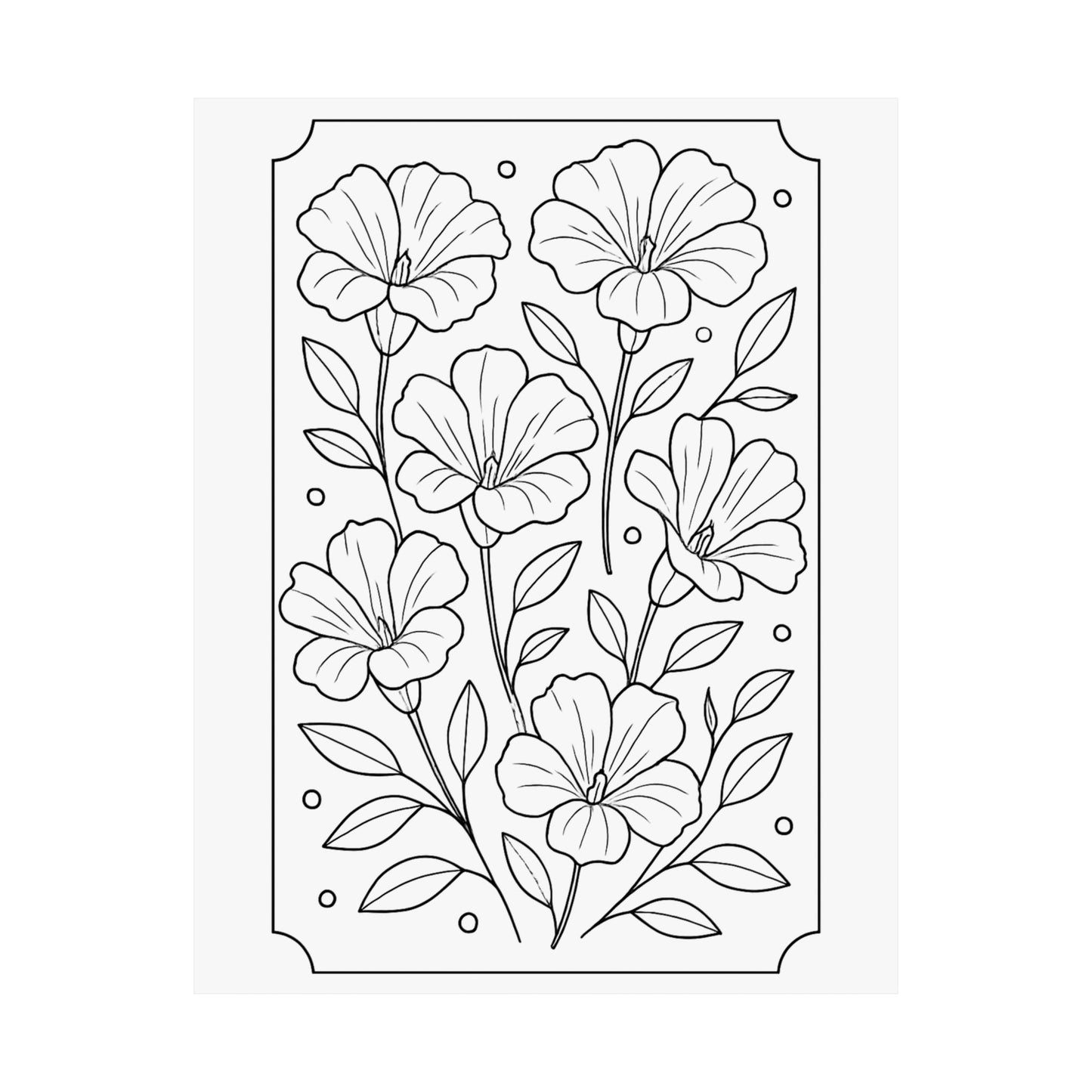 Botanical Line Art Poster — Matte Vertical Floral Wall Art - DIY