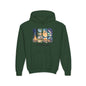 Youth Camping Life Hoodie — Scenic Campfire, Tent & Camper Pullover