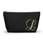 Monogram L Accessory Pouch — Black & Gold T‑Bottom Makeup Bag
