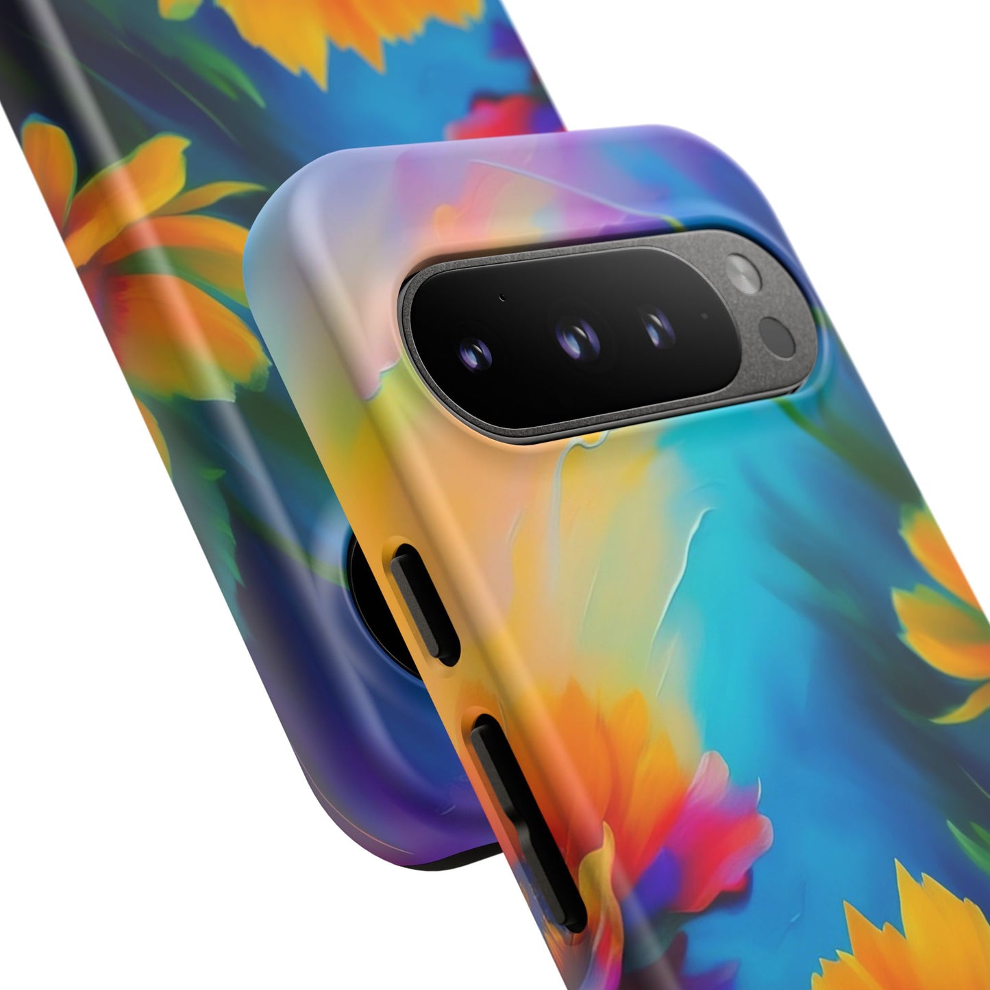 Floral Sunset Tough Phone Case — Vibrant Watercolor Flowers Protective Cover