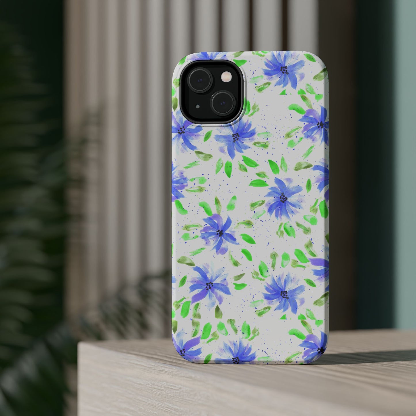 Floral Blue Watercolor Phone Case — Magnetic Impact-Resistant