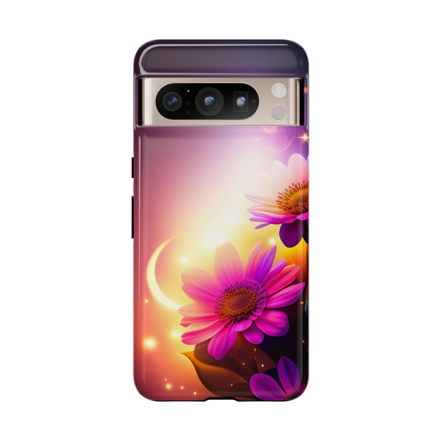 Floral Moonlight Phone Case – Purple Daisy Protective Cover