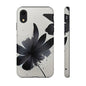 Monochrome Floral Tough Phone Case — Black Ink Flower Protective Cover
