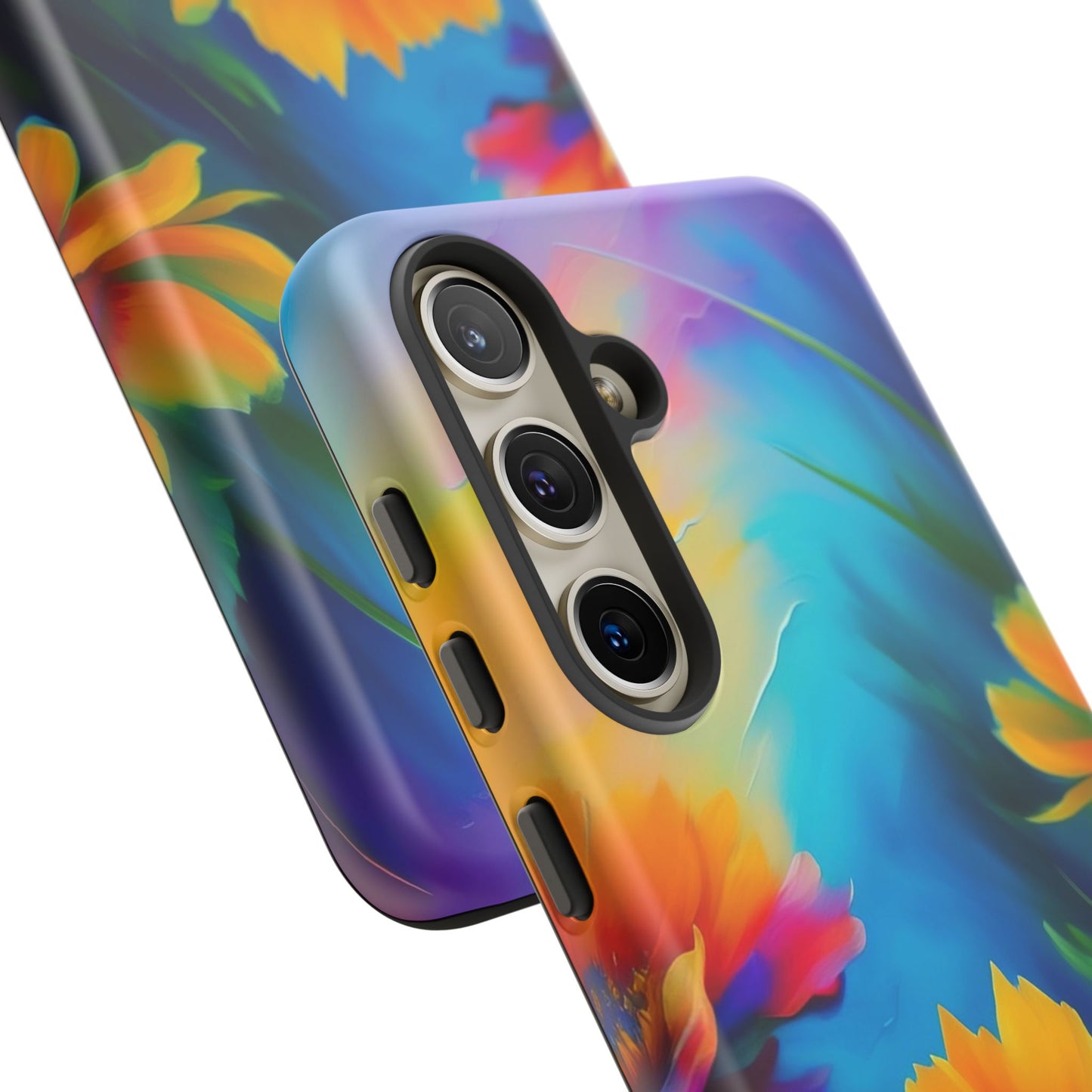 Floral Sunset Tough Phone Case — Vibrant Watercolor Flowers Protective Cover