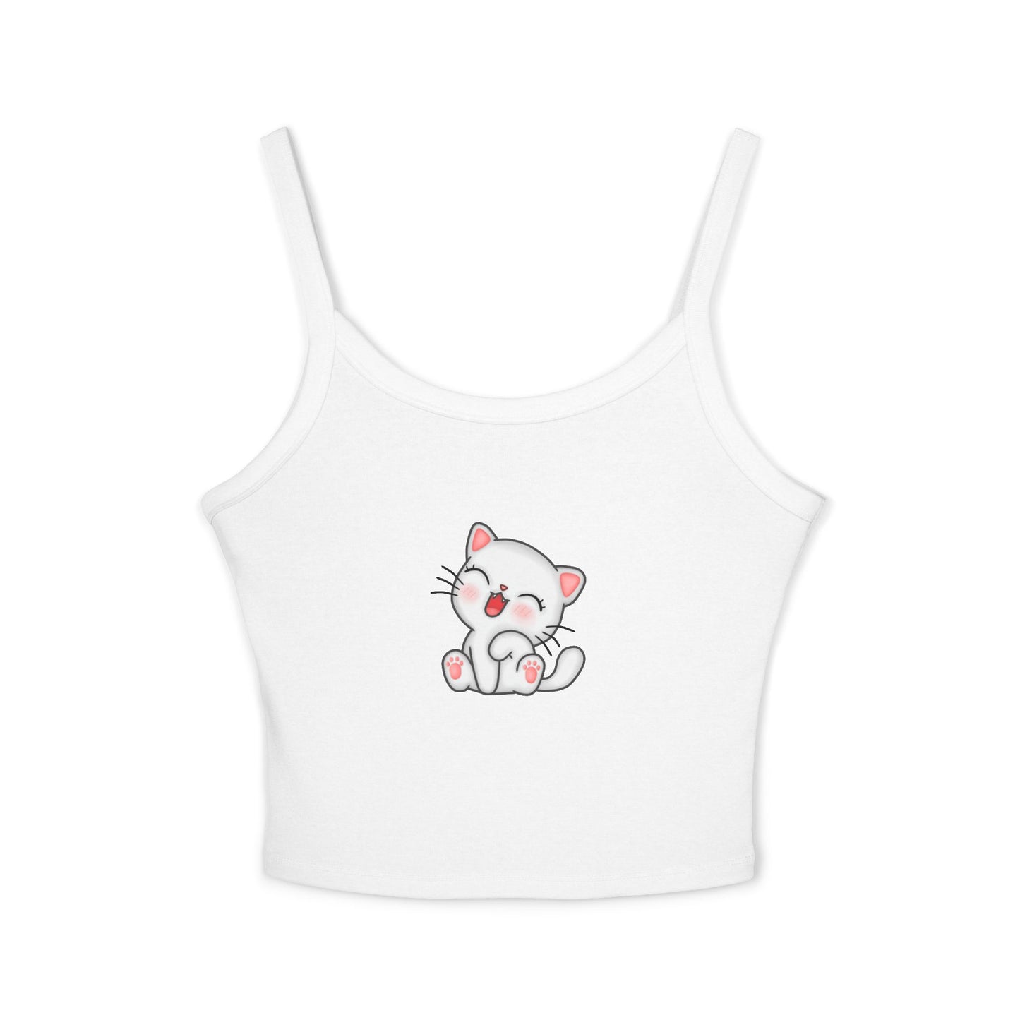 Cute Cat Graphic Women's Spaghetti Strap Tank Top, Summer Top, Cute Animal Shirt, Casual Wear, Gift for Cat Lovers