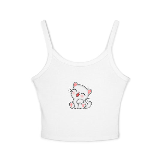 Cute Cat Graphic Women's Spaghetti Strap Tank Top, Summer Top, Cute Animal Shirt, Casual Wear, Gift for Cat Lovers