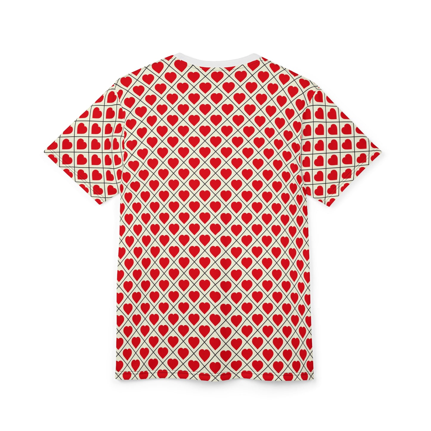 Allover Red Heart Pattern Tee – Valentine’s Day Cut & Sew Shirt