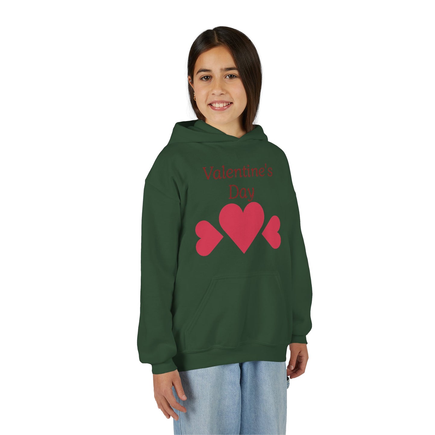 Valentine's Day Kids Hoodie - Pink Heart Trio Youth Sweatshirt