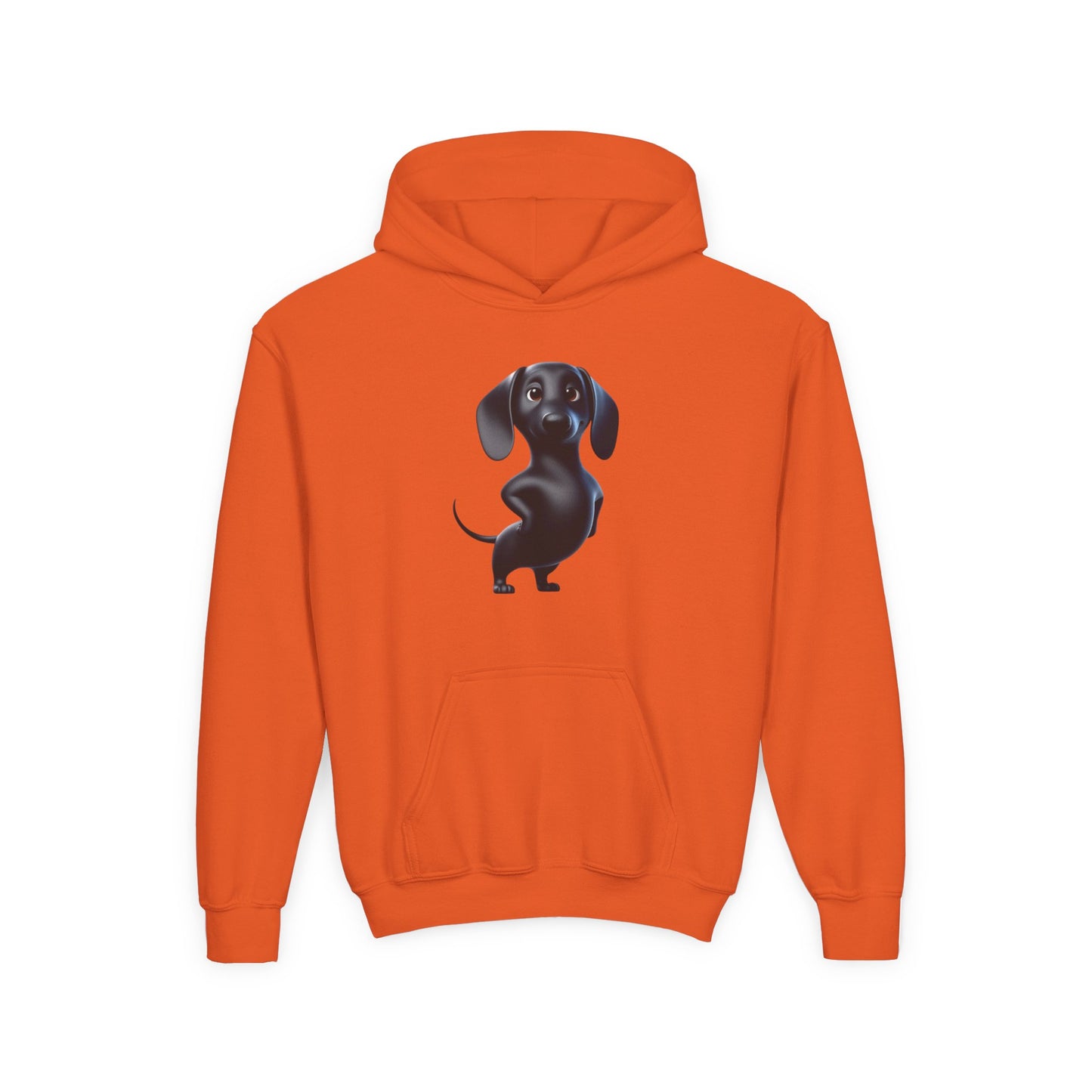 Youth Hoodie — Cute Black Dachshund Graphic