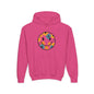 Youth Floral Hoodie – Orange & Teal Flower Circle Design