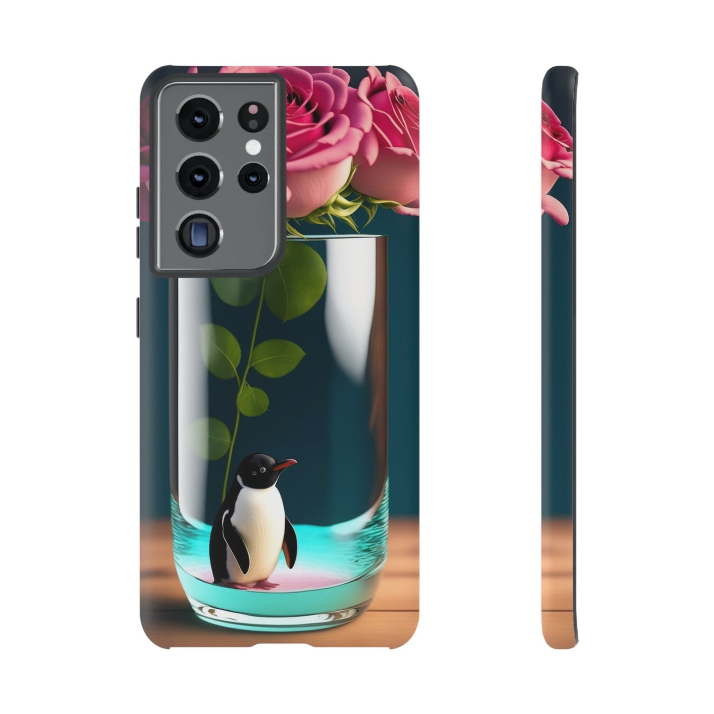 Penguin in a Glass Floral Tough Phone Case — Cute Protective Phone Cover