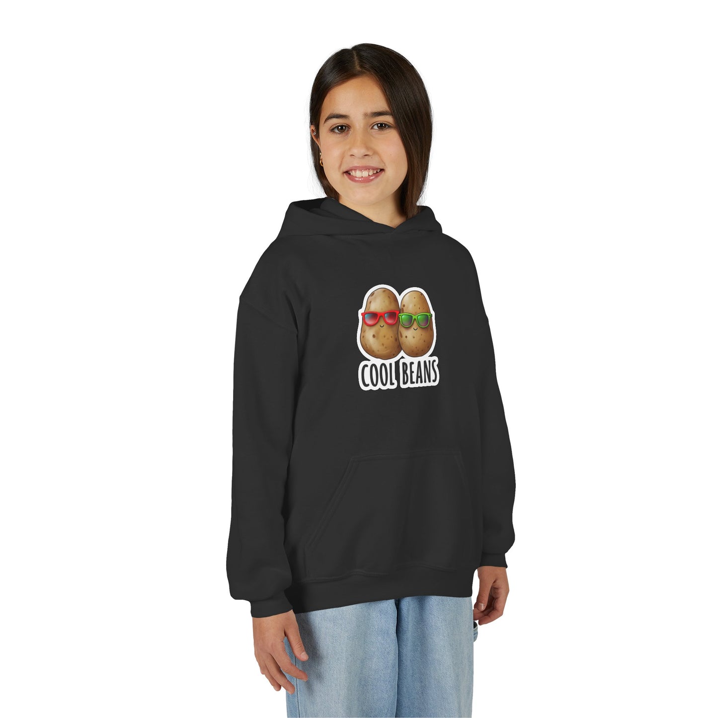 Youth 'Cool Beans' Hoodie – Cute Kids Graphic Sweatshirt with Sunglasses Potato Design