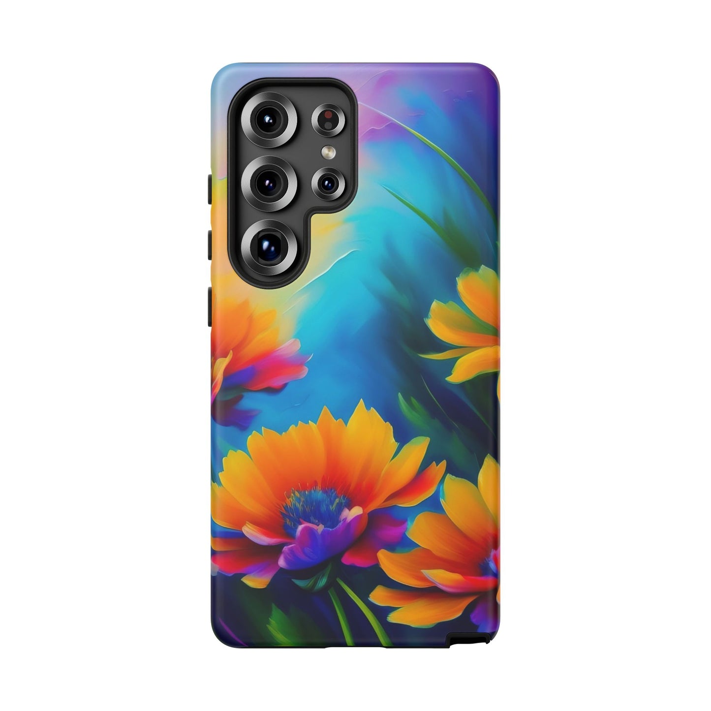 Floral Sunset Tough Phone Case — Vibrant Watercolor Flowers Protective Cover