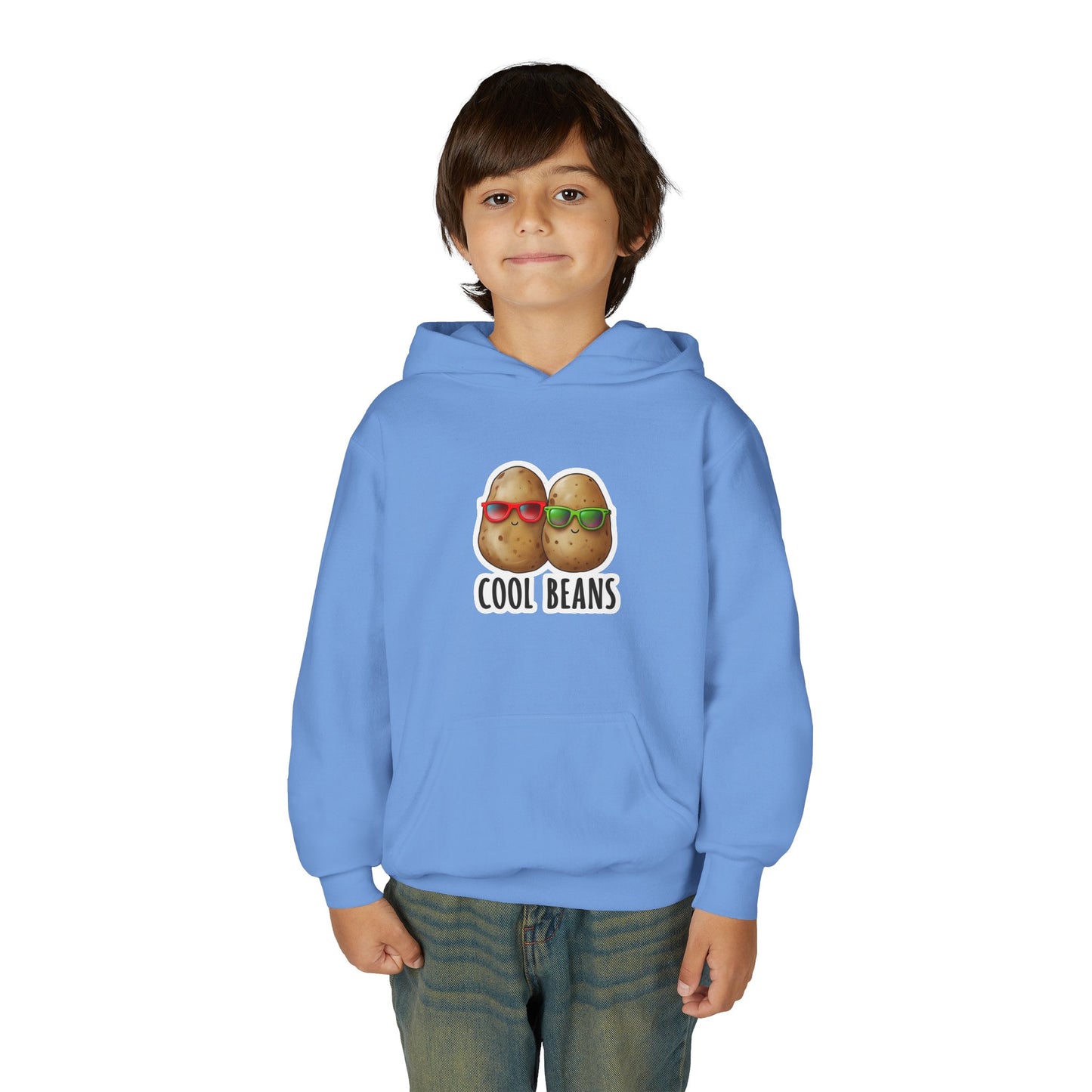 Youth 'Cool Beans' Hoodie – Cute Kids Graphic Sweatshirt with Sunglasses Potato Design