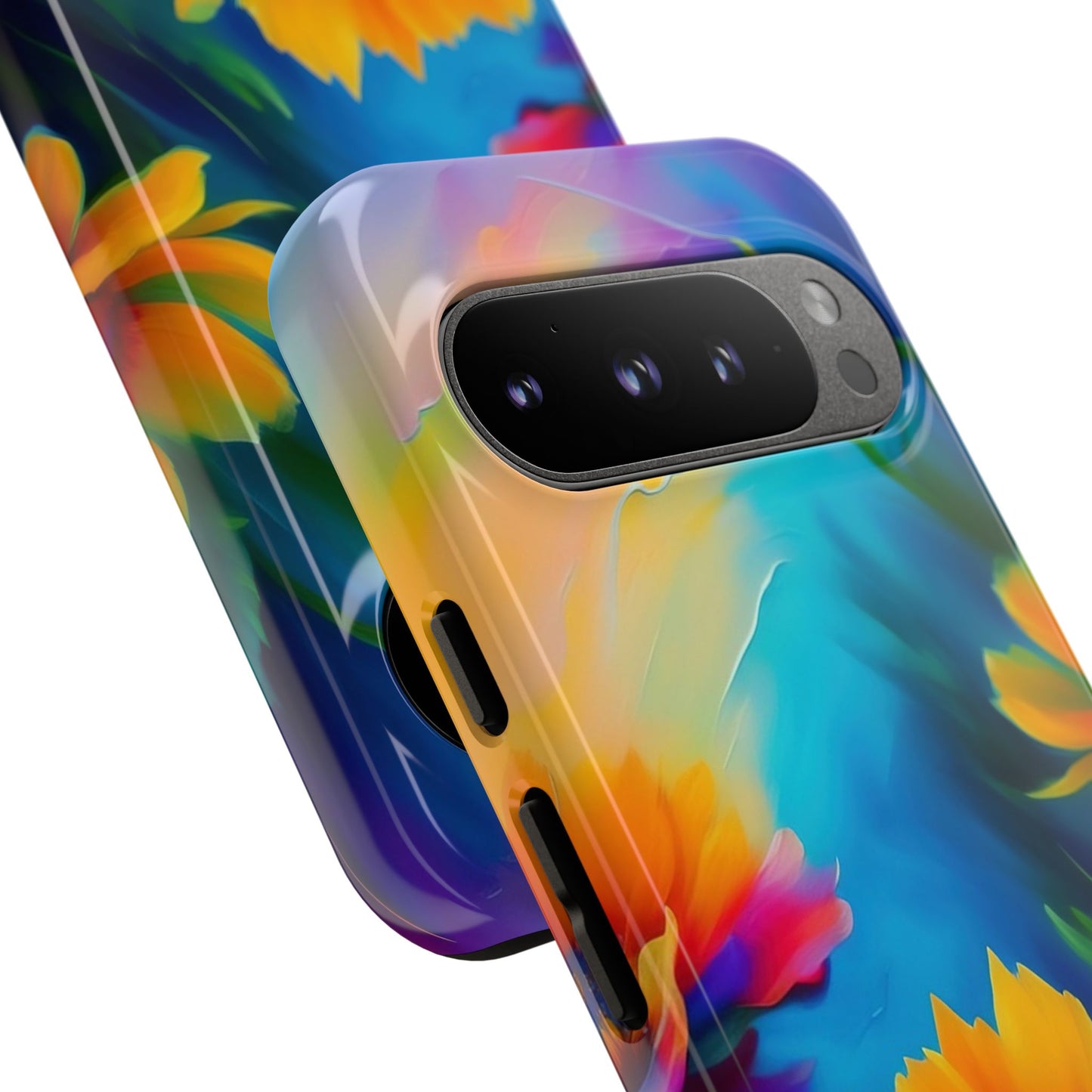 Floral Sunset Tough Phone Case — Vibrant Watercolor Flowers Protective Cover