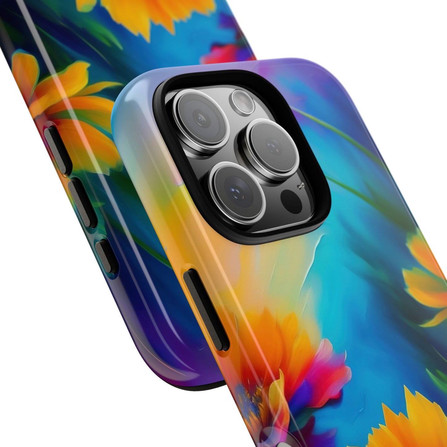 Floral Sunset Tough Phone Case — Vibrant Watercolor Flowers Protective Cover