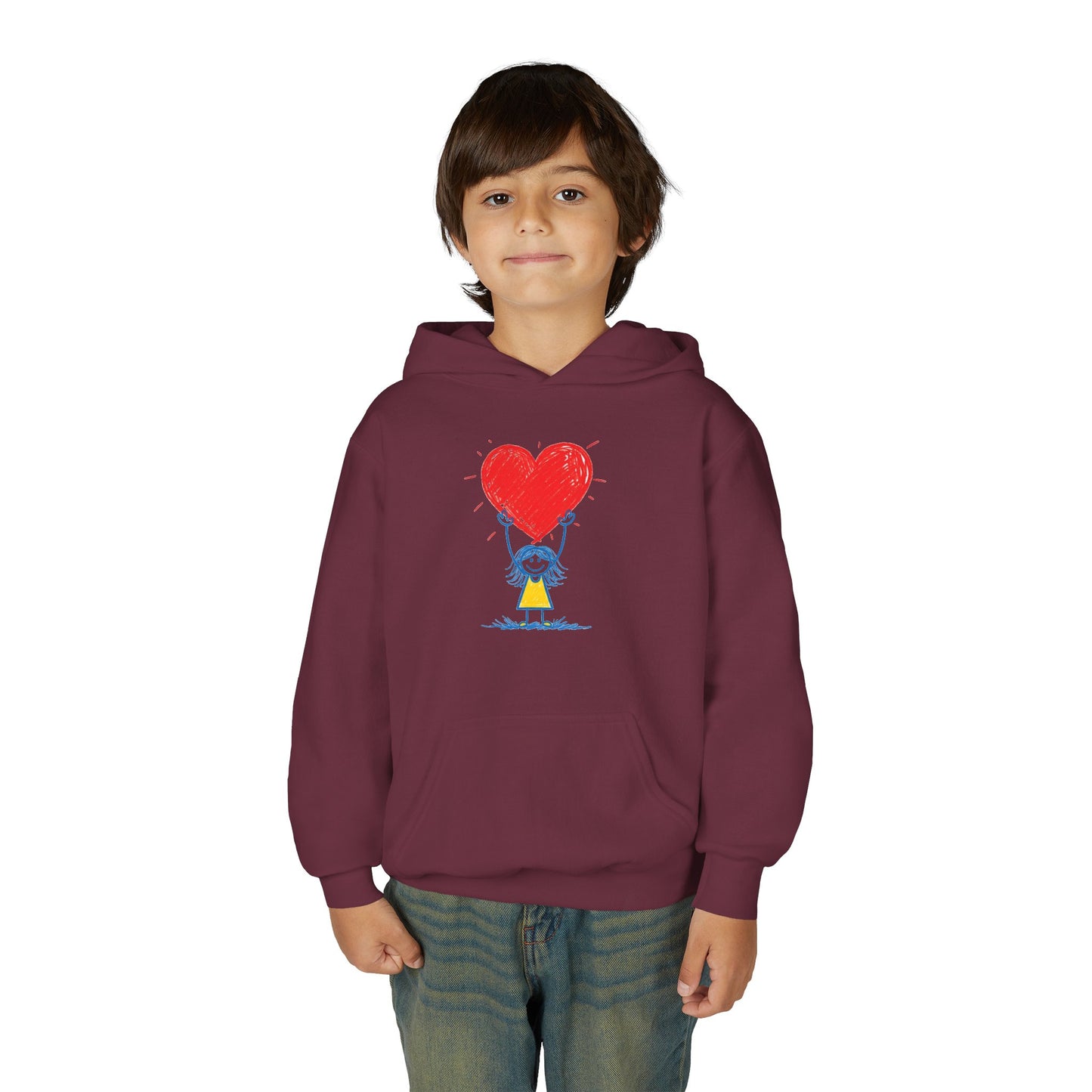 Kids Heart Balloon Hoodie — Cute Girl Holding Red Heart Design