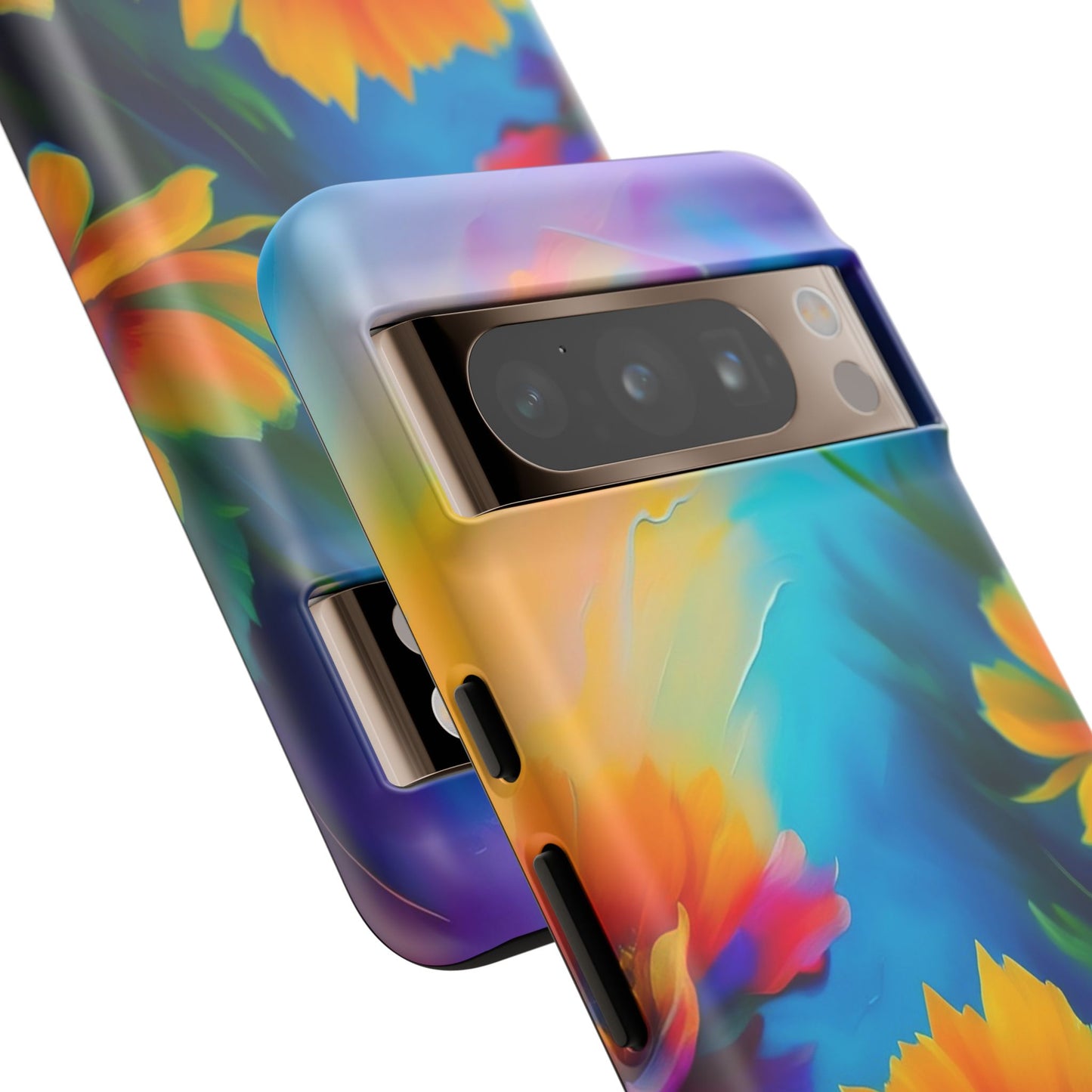 Floral Sunset Tough Phone Case — Vibrant Watercolor Flowers Protective Cover