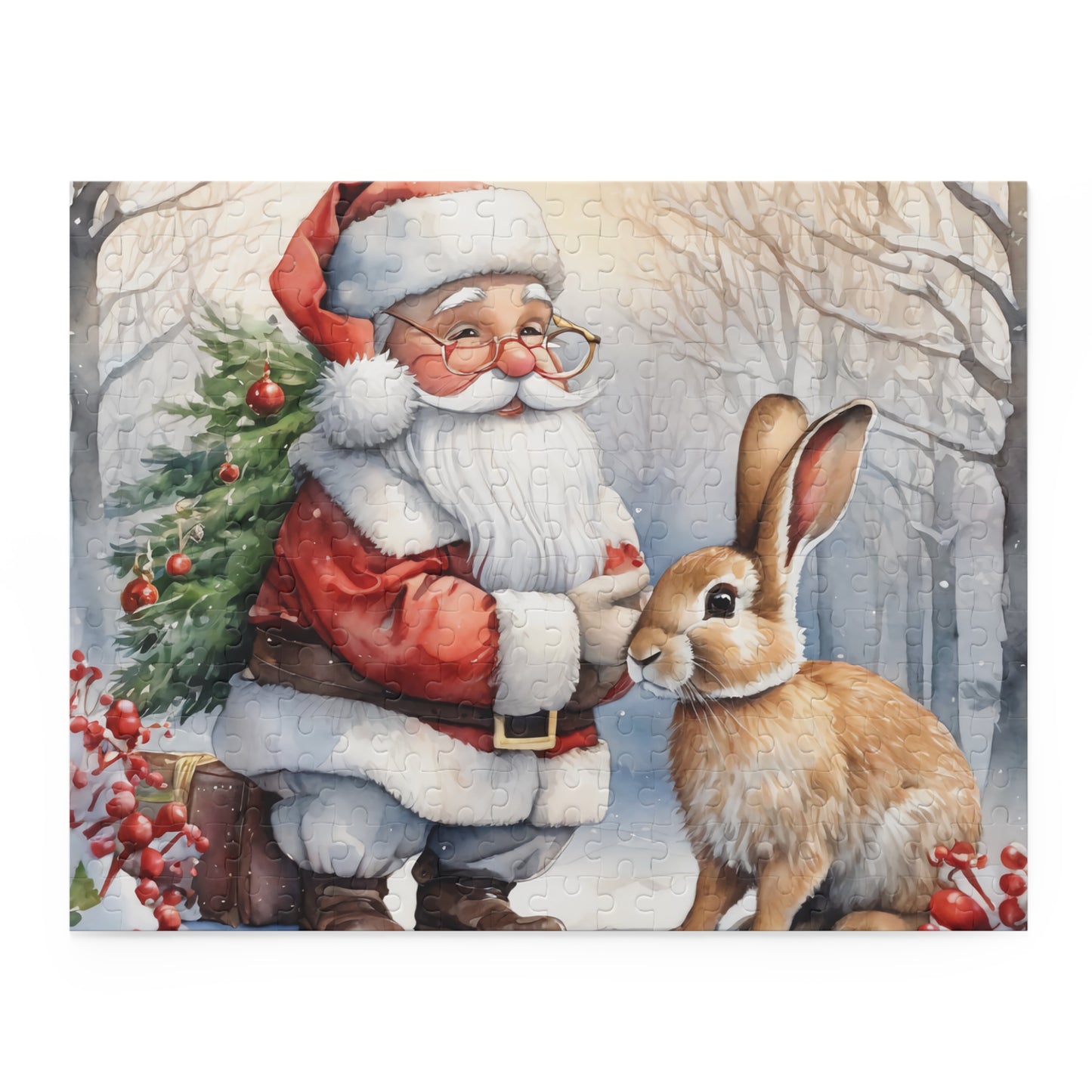 Christmas Puzzle Featuring Santa and Bunny