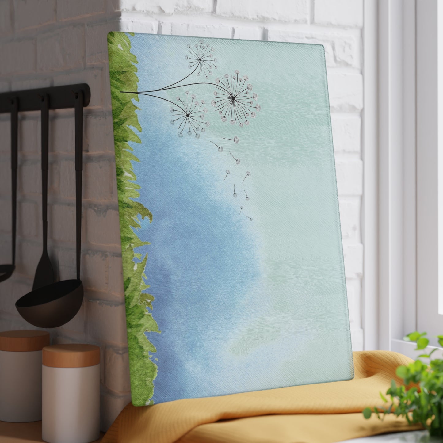 Artistic Glass Cutting Board - Floral Design for Kitchen Decor, Gift for Chefs, Wedding, Housewarming, Cooking Enthusiasts