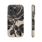 Black Rose Phone Case, Tough Cases with Floral Design, Elegant Tech Accessory, Gift for Flower Lovers, Stylish Protection