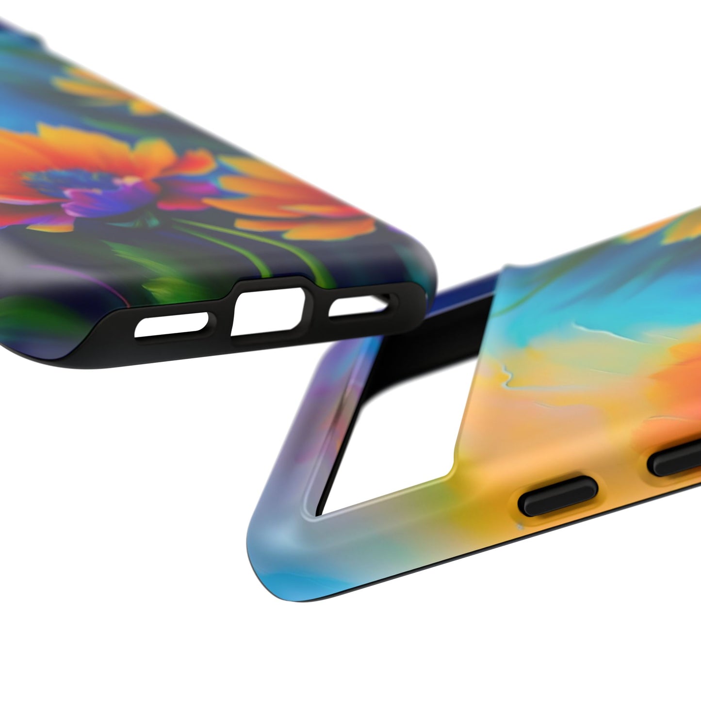 Floral Sunset Tough Phone Case — Vibrant Watercolor Flowers Protective Cover