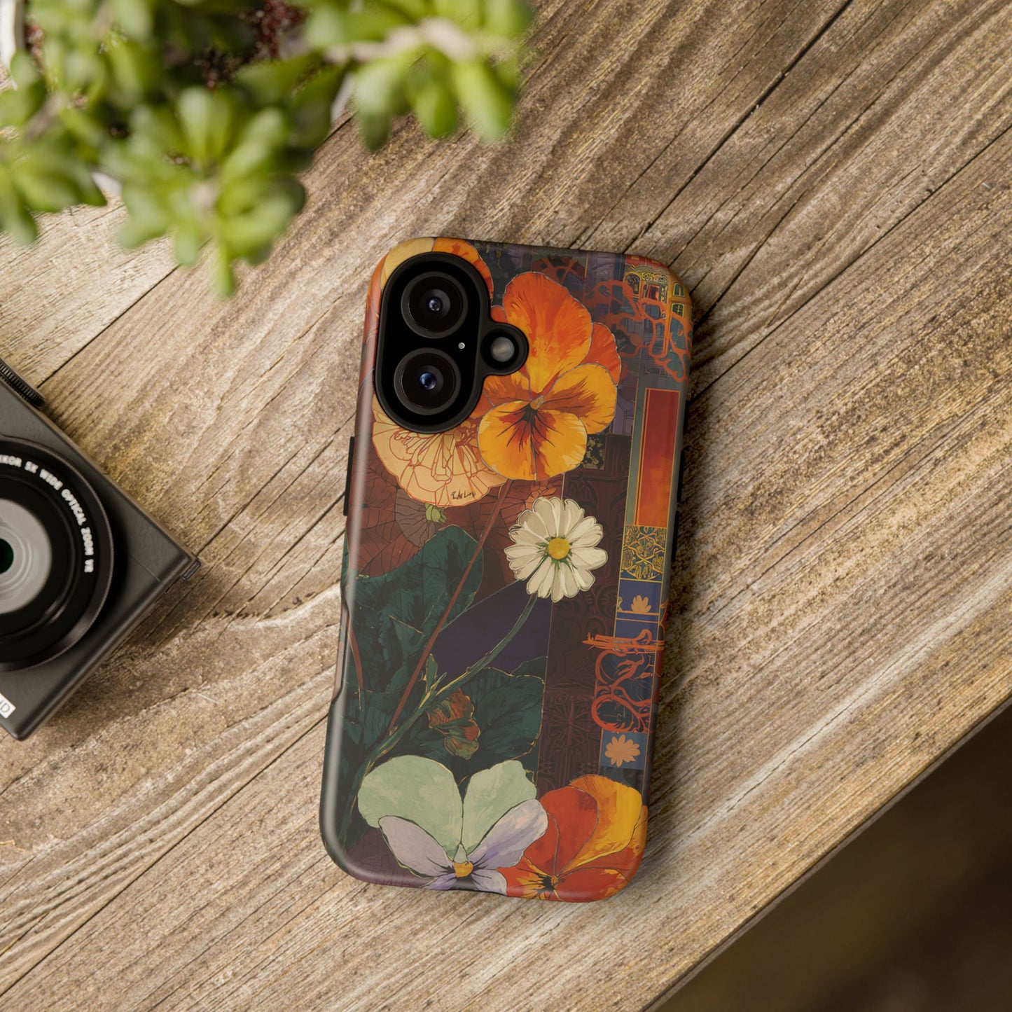 Floral Pansy Tough Phone Case — Vintage Botanical Protection