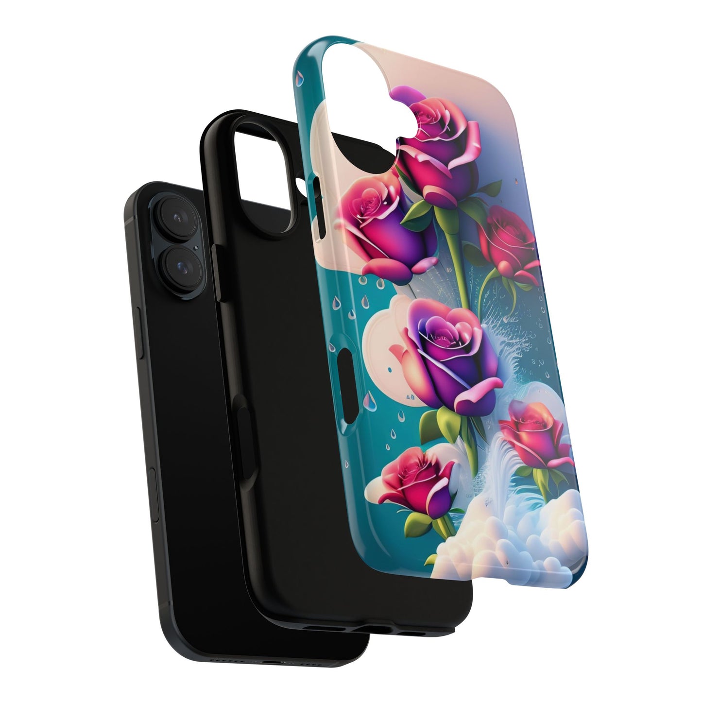 Floral Dream Tough Phone Case — Rose Bouquet Clouds Design