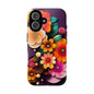 Floral Burst Tough Phone Case — Colorful Retro Flowers Protective Cover