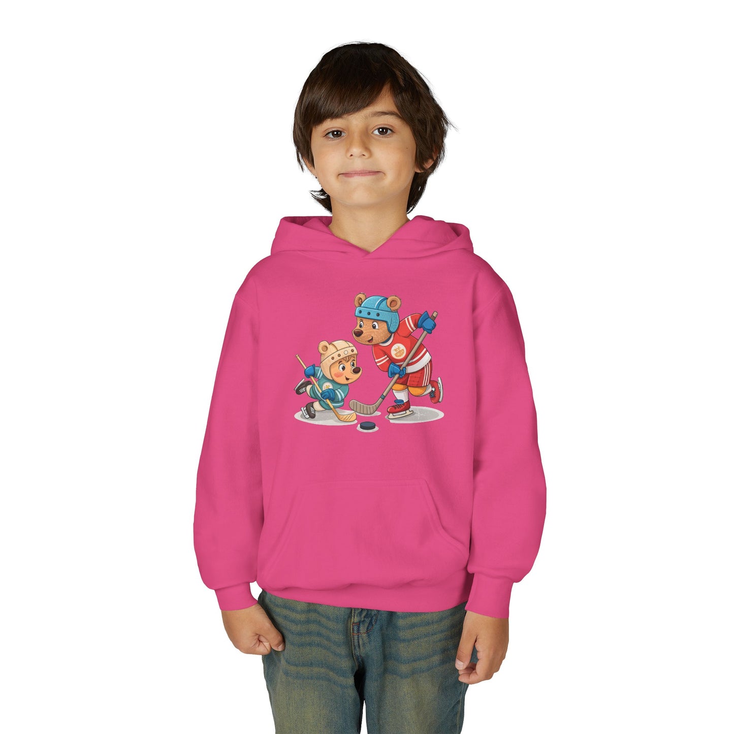 Youth Hockey Hoodie - Cute Kids Ice Hockey Players Pullover (Add Name)