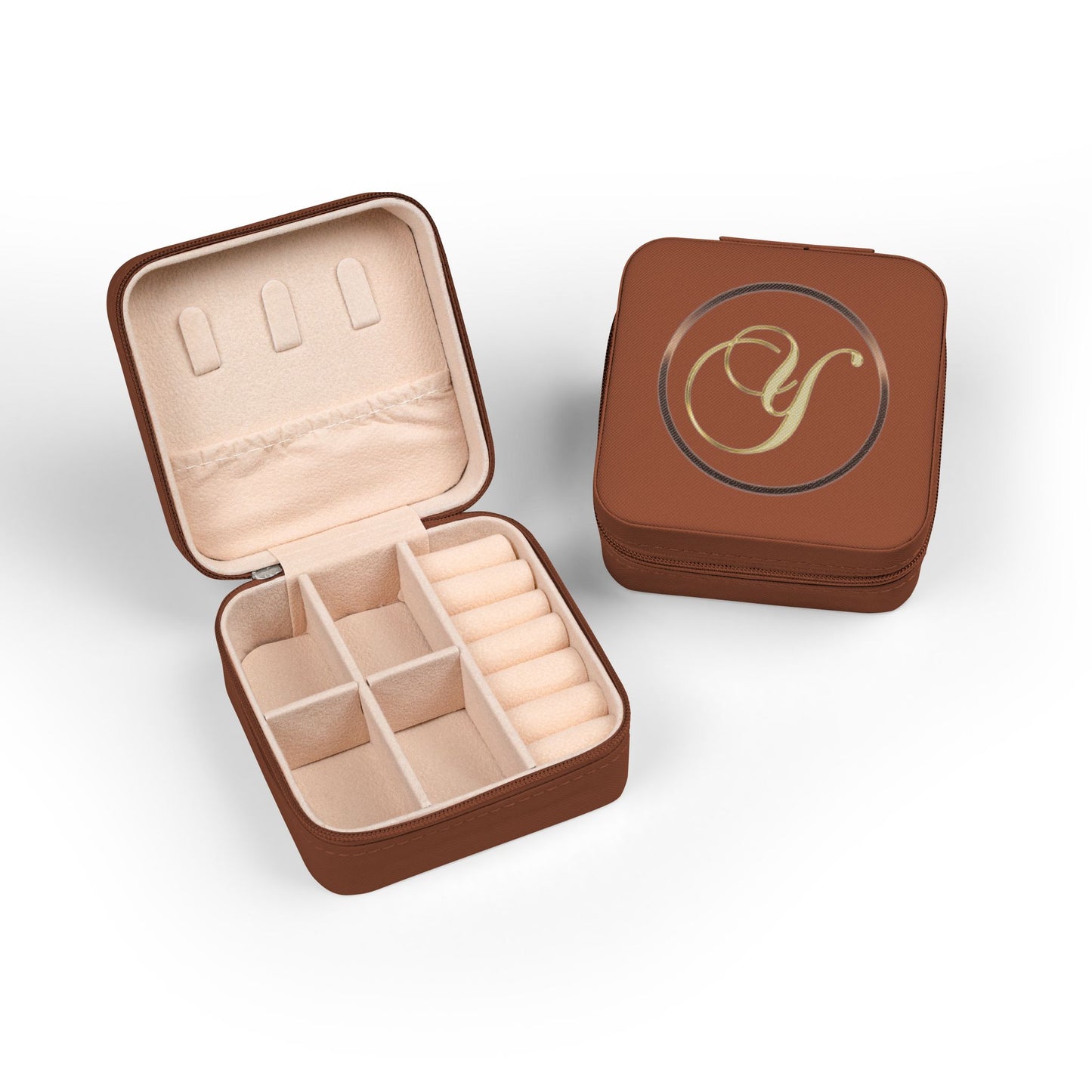 Personalized Rose Gold Jewelry Travel Case Letter Y