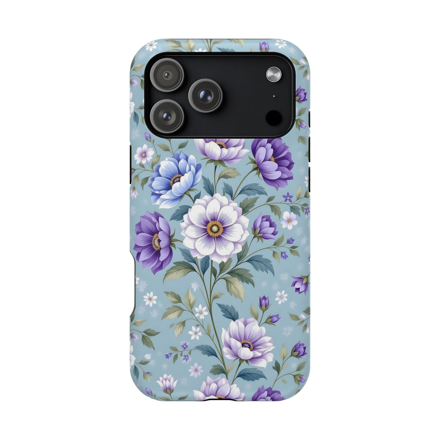 Floral Purple Peony Phone Case — Magnetic Impact‑Resistant Protective Cover