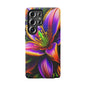 Floral Neon Tough Phone Case — Vivid Purple & Orange Lily Protective Cover