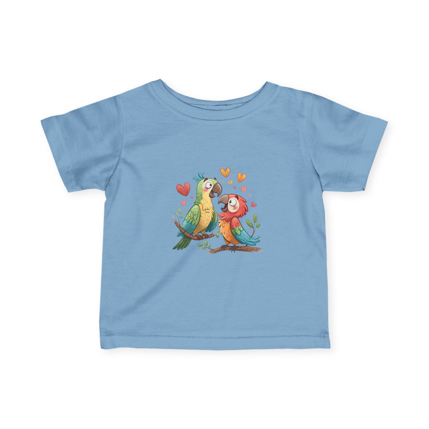Infant Tee — Cute Pair of Parrots Baby Shirt (Hearts & Love)