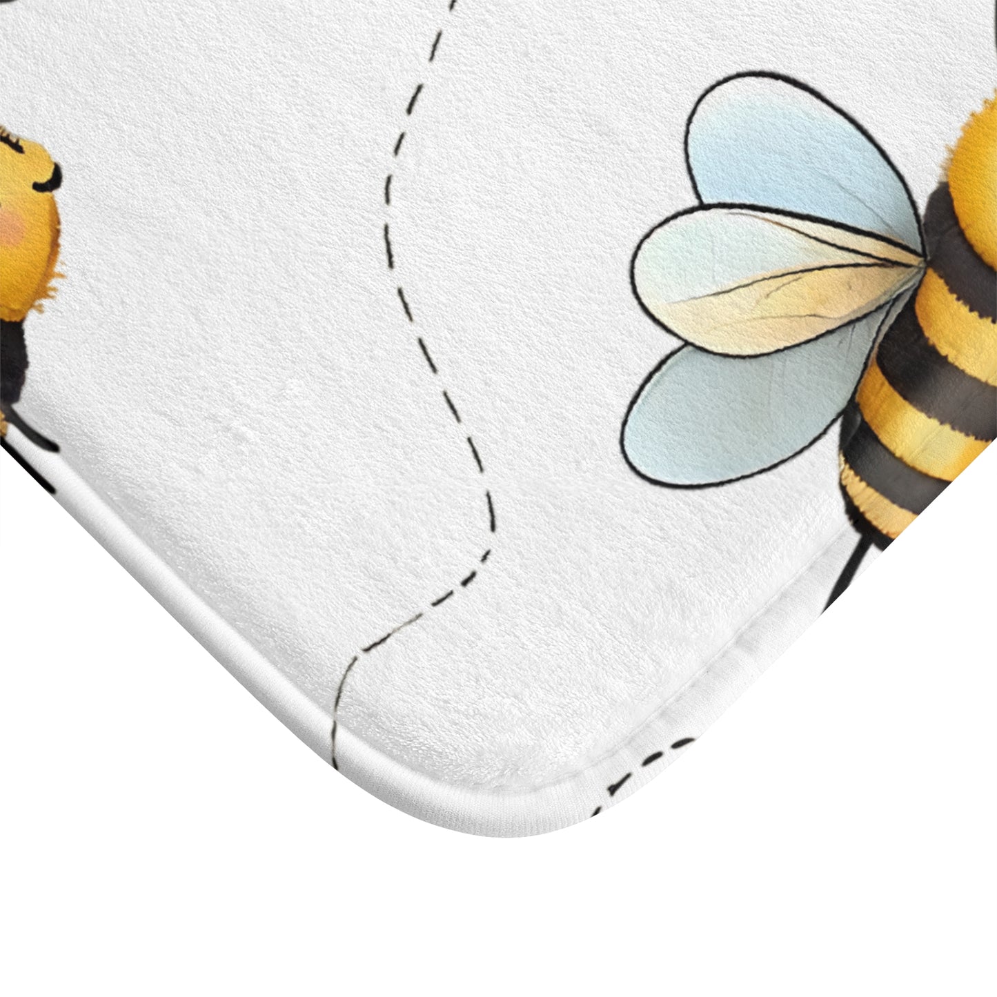 Buzzing Bees Bath Mat White and Yellow