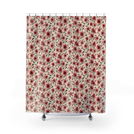 Vintage Floral Shower Curtain, Bohemian Bathroom Decor, Spring Home Accessory, Elegant Gift for Her, Romantic Oasis
