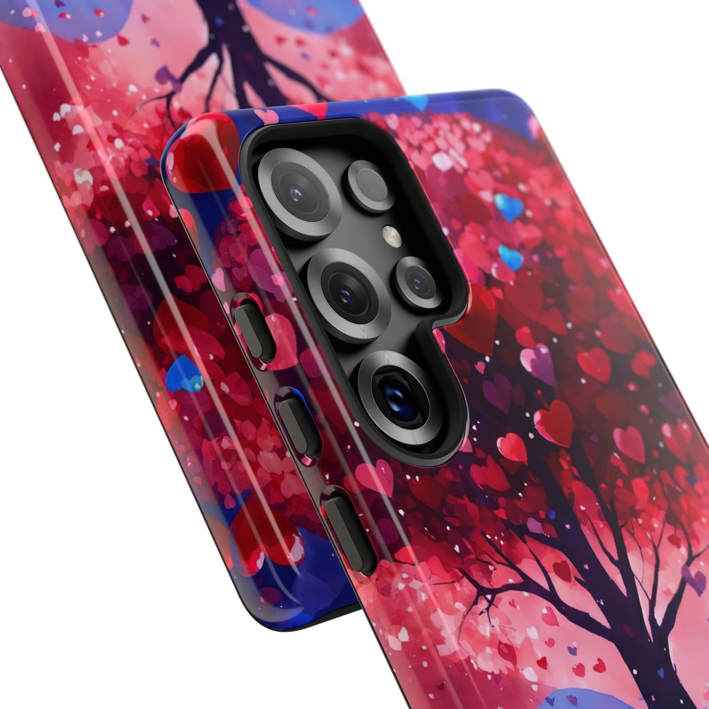 Heart Tree Phone Case — Romantic Red & Blue Protective Tough Case