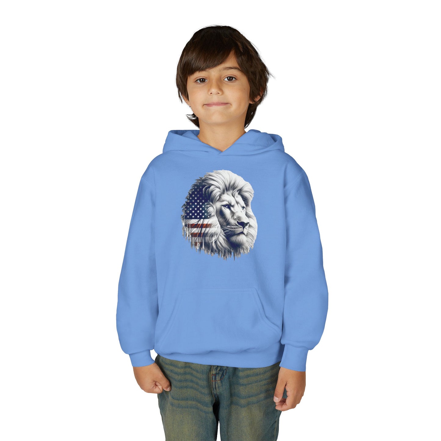 American Flag Lion Hoodie | Patriotic Lion Graphic Youth Sweatshirt