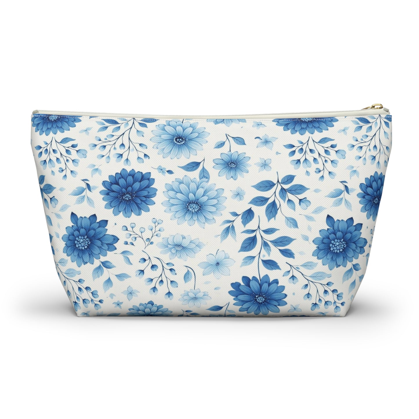 Blue Floral Accessory Pouch — T‑Bottom Makeup & Travel Bag