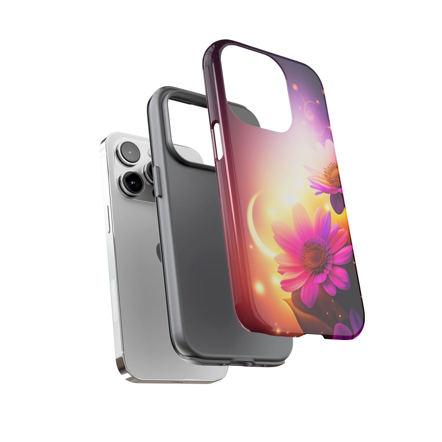 Floral Moonlight Phone Case – Purple Daisy Protective Cover