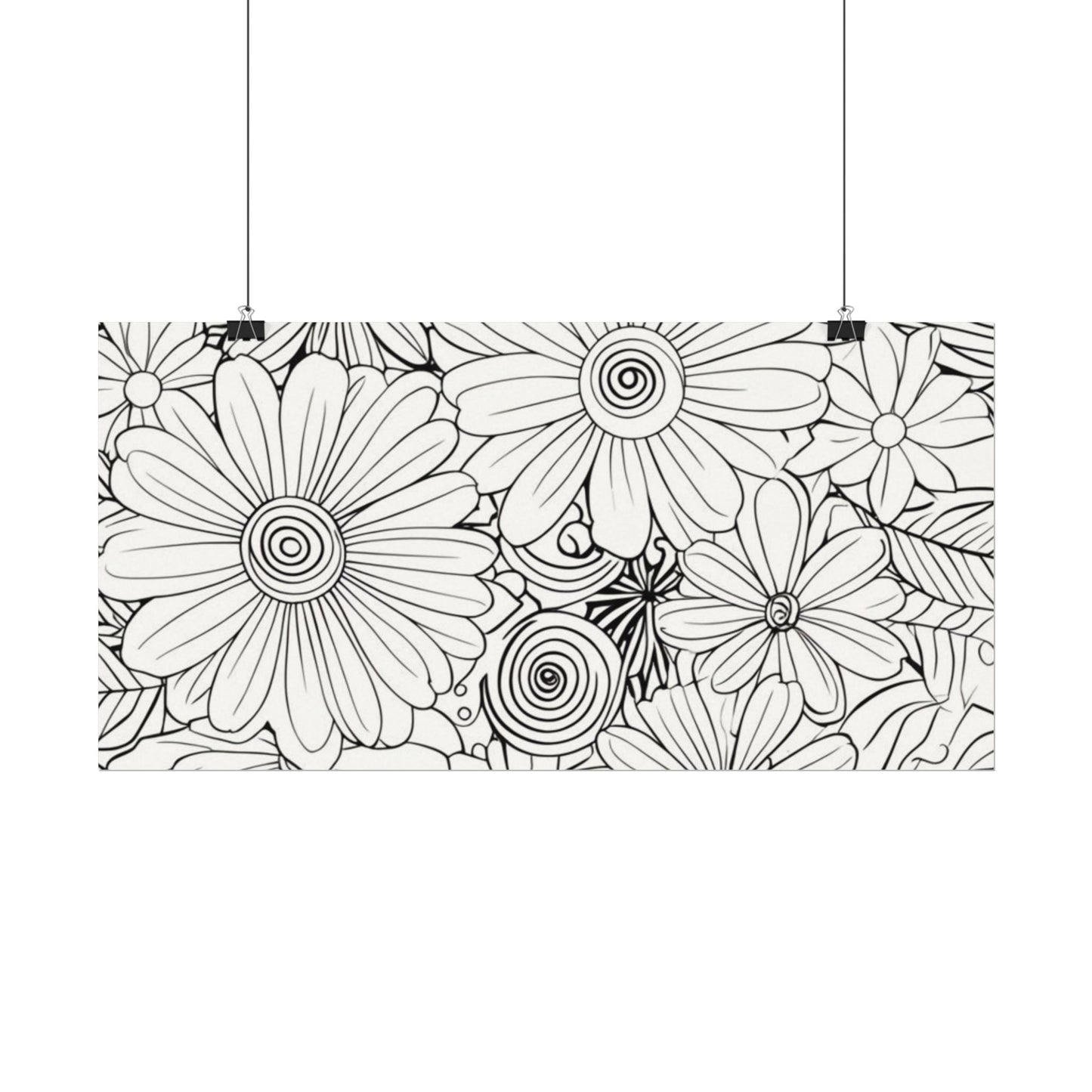 COLOR IT YOURSELF Floral Line Art Poster — Textured Matte Print