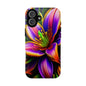Floral Neon Tough Phone Case — Vivid Purple & Orange Lily Protective Cover