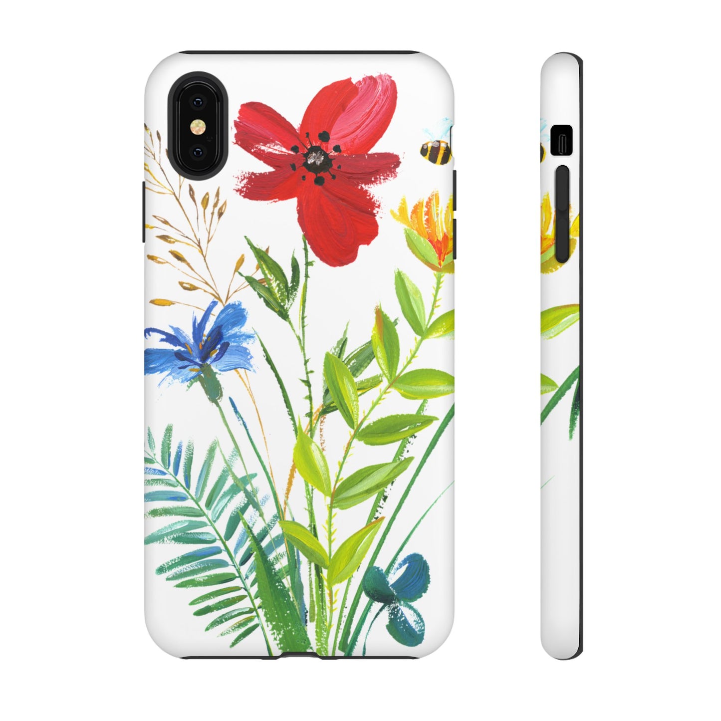 Floral Watercolor Tough Phone Case — Wildflower Bouquet Protective Cover