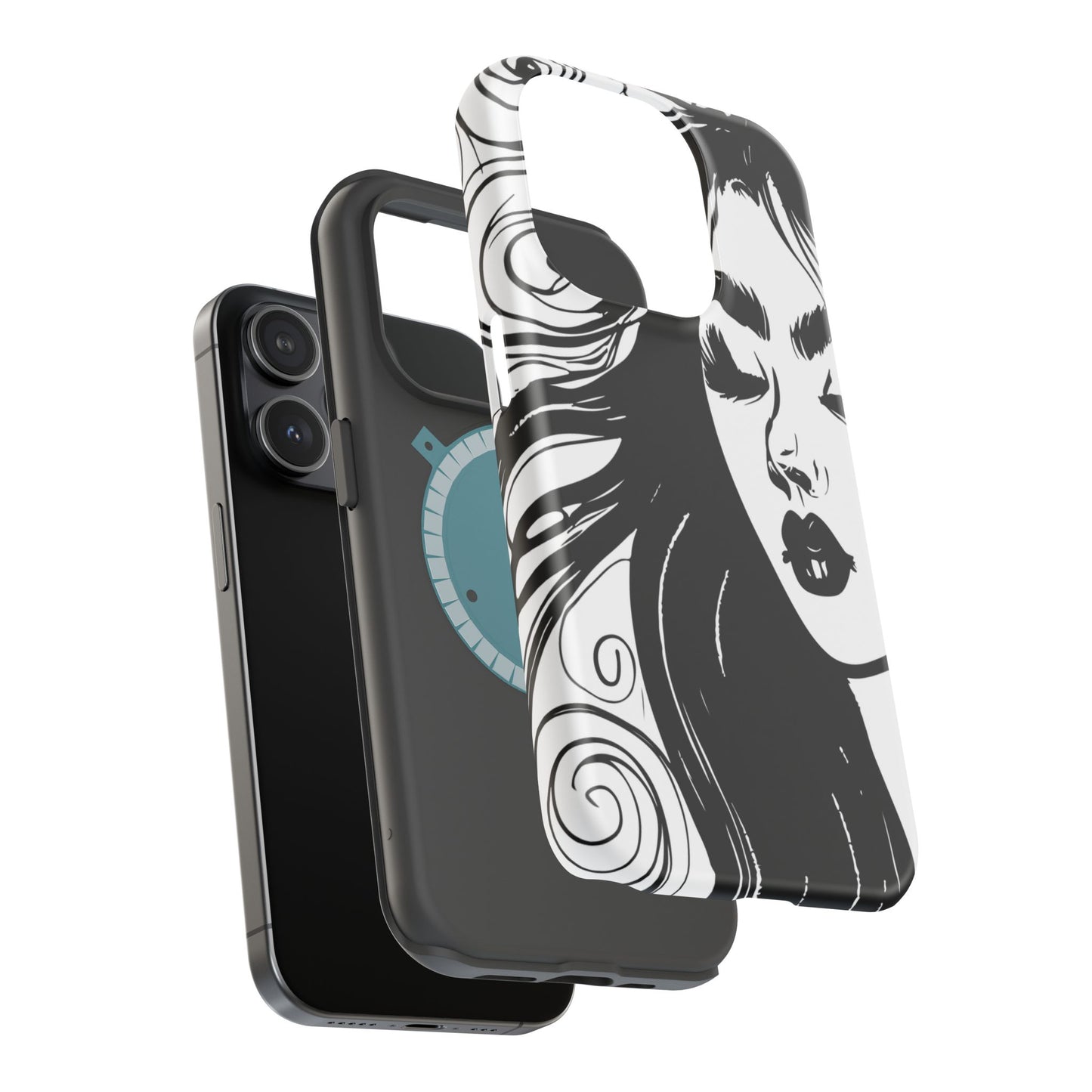 Artistic Black & White Portrait Phone Case — Magnetic Impact-Resistant